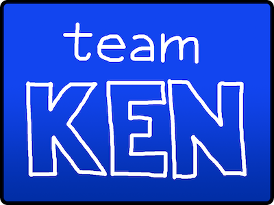 Team Ken light-pen writing sticker badge